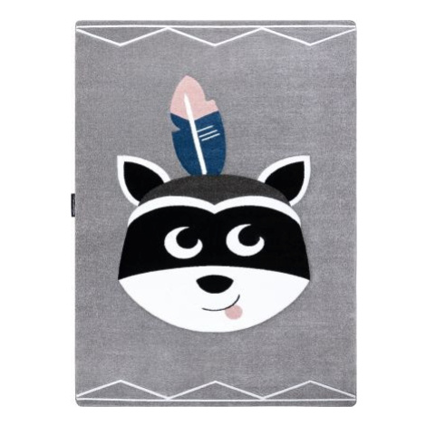 Dětský kusový koberec Petit Raccoon mukki grey FOR LIVING