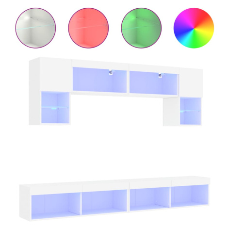 vidaXL 6dílná obývací stěna s LED osvětlením bílá kompozitní dřevo