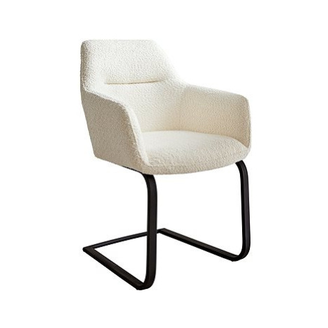 DELIFE Jídelní židle Pejo-Flex konzolová podnož plochá černá bouclé bílý