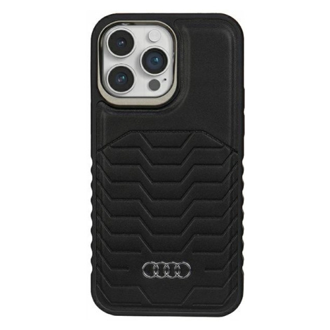 Audi Synthetic Leather MagSafe iPhone 15 Pro Max 6,7 černo/černý pevný obal