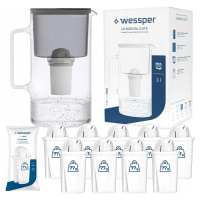 Skleněná filtrační konvice Wessper 3l Černá 10x Aquaclassic filtr