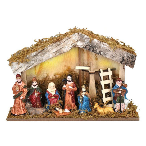 Solight LED dřevěný betlém podsvícený, 26x17cm, 6x LED, 2x AA