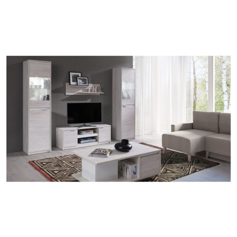 GAB Obývací stěna - Devon 3 (Bílý dub + Bílý podklad) GAB nábytek