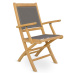 Estila Masivní zahradní skládací židle Jardin z teakového dřeva s šedým potahem 90cm