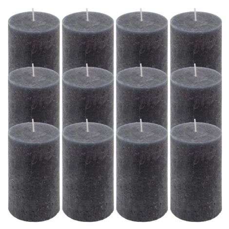 Antracit parafínová svíčka rustikální 11,5cm, 40h sada 12 ks