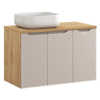 Comad Koupelnová skříňka Ocean Beige s deskou a umyvadlem 90 cm béžová/dub olejovaný