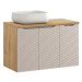 Comad Koupelnová skříňka Ocean Beige s deskou a umyvadlem 90 cm béžová/dub olejovaný