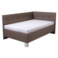 Rohová postel s matrací AFRODITE hnědá, 90x200 cm
