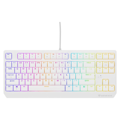 Genesis herní klávesnice THOR 230/TKL/RGB/Outemu Brown/Drátová USB/US layout/Bílá