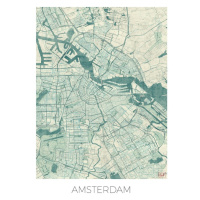 Mapa Amsterdam, Hubert Roguski, (30 x 40 cm)