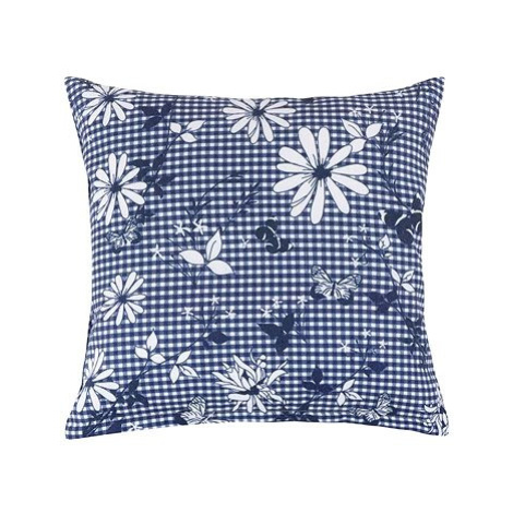 BELLATEX DITA polštářek 45 × 45cm 55/410 - modrá kostička s květem