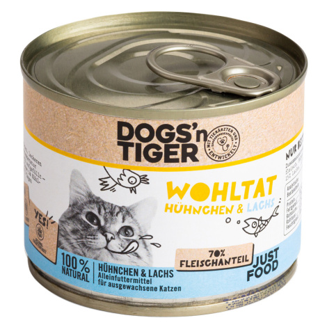 Dogs'n Tiger Adult Cat 6 × 200 g - kuřecí a lososí požitek