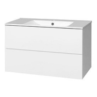 Aira, koupelnová skříňka s keramickým umyvadlem 100 cm, bílá
