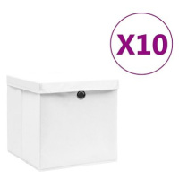 SHUMEE Úložné boxy s víky 10 ks 28 × 28 × 28 cm bílé