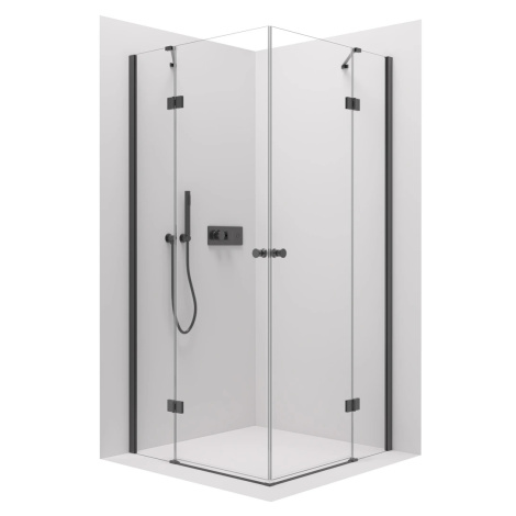 CERANO Sprchový kout Marino Duo L/P 6 mm černá matná, transparentní sklo 90x90x190 pantový CER-4