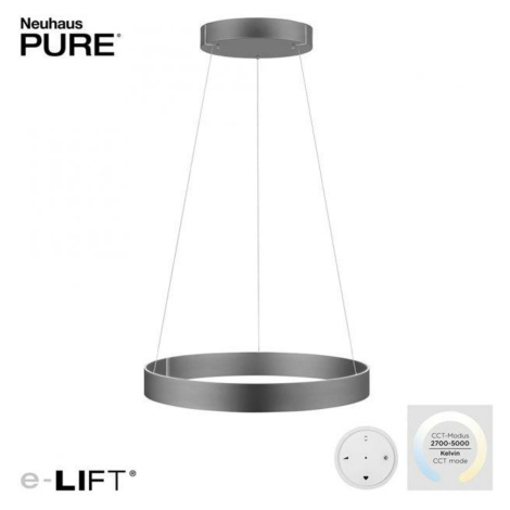 PAUL NEUHAUS LED závěsné svítidlo PURE-E-CLIPSE šedá elektricky nastavitelná výška 2700-5000K PN