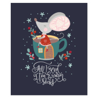 Ilustrace Christmas vector cartoon mouse in a flat style., trigubova, 33.3 × 40 cm