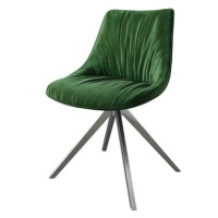 DELIFE Otočná židle Elda-Flex samet zelený křížová podnož hranatá otočná z nerezové oceli