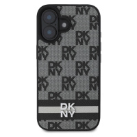 Zadní kryt DKNY PU Leather Checkered Pattern and Stripe pro Apple iPhone 16, černá