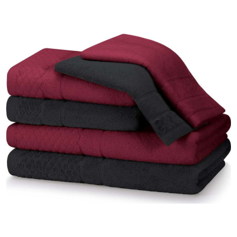 Červeno-černé froté bavlněné ručníky a osušky v sadě 6 ks Rubrum – AmeliaHome