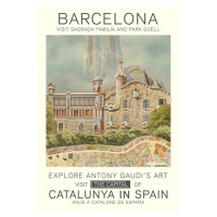 Ilustrace Barcelona print, Dionisis Gemos, 30 × 40 cm