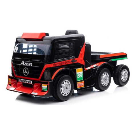 mamido Dětský elektrický kamion Mercedes Axor LCD MP4 s návěsem červený