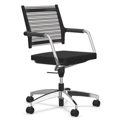 Dauphin Konferenční otočná židle LORDO, s područkami, kůže, černá barva