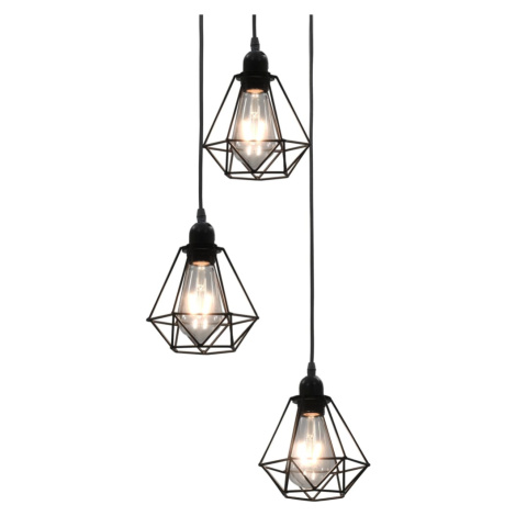 vidaXL Stropní lampa s diamantovým designem černá 3 x žárovka E27
