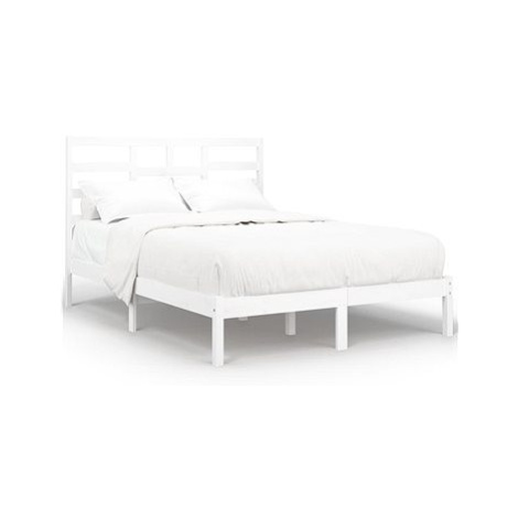 Rám postele bílý masivní dřevo 140 × 200 cm, 3105796 SHUMEE