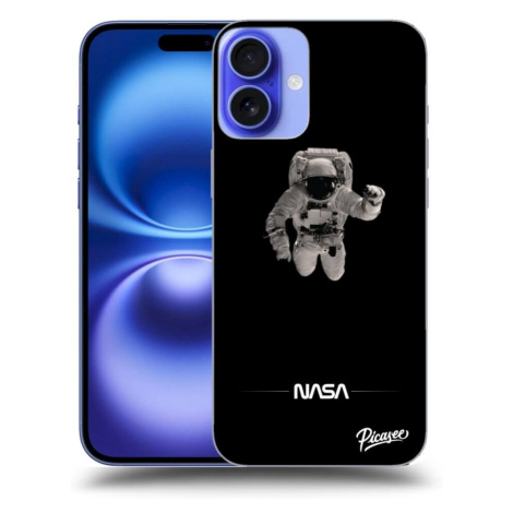 Silikonový černý obal pro Apple iPhone 16 Plus - Astronaut Minimal