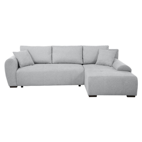 Beautysofa ROHOVÁ ROZKLÁDACÍ POHOVKA Dallas s úložným prostorem, 255 cm, světle šedá, pravá, vel