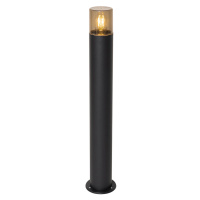 Stojací venkovní lampa černá s kouřovým stínidlem 70 cm - Odense