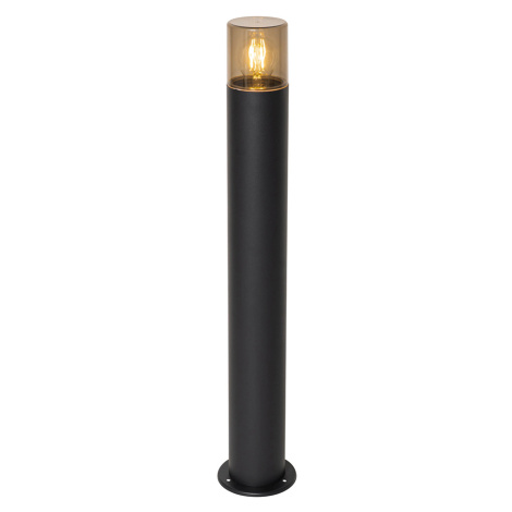 Stojací venkovní lampa černá s kouřovým stínidlem 70 cm - Odense QAZQA