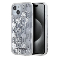 Karl Lagerfeld Liquid Glitter Monogram Gradient Zadní Kryt pro iPhone 15 White