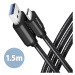 AXAGON BUCM3-AM15AB, SPEED kabel USB-C <-> USB-A, 1.5m, USB 3.2 Gen 1, 3A, ALU, oplet, černý