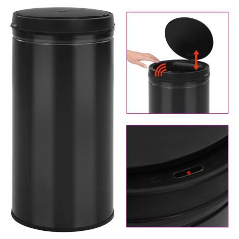 vidaXL Odpadkový koš s automatickým senzorem 70 l uhlíková ocel černý
