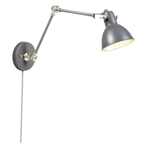 Průmyslová nástěnná lampa šedá nastavitelná - Dazzle QAZQA