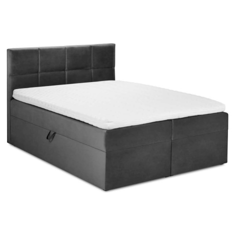 Tmavě šedá boxspring postel s úložným prostorem 200x200 cm Mimicry – Mazzini Beds Mazzini Sofas