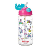 NUBY Sportovní netekoucí s brčkem 530 ml, růžová, 4+