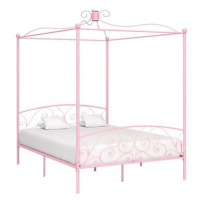 Rám postele s nebesy růžový kovový 180x200 cm