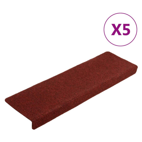 vidaXL Schodové rohože samolepicí 5 ks 65 x 21 x 4 cm bordó červená s obdélníkovým okrajem