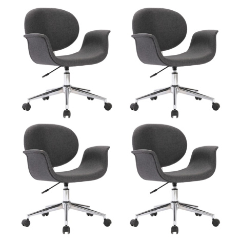vidaXL Otočné jídelní židle 4 ks šedé textil