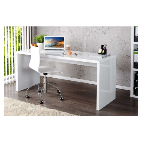 LuxD Kancelářský stůl Barter 140cm bílý vysoký lesk