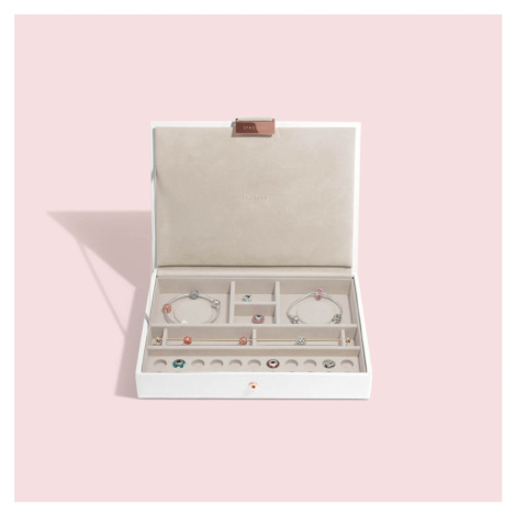 Šperkovnice Stackers Limited Edition White & Rose Gold Charm Jewellery Box Lid | bílá