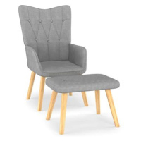 Relaxační židle se stoličkou světle šedá textil, 327534