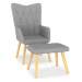 Relaxační židle se stoličkou světle šedá textil, 327534