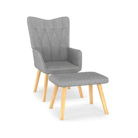 Relaxační židle se stoličkou světle šedá textil, 327534 SHUMEE