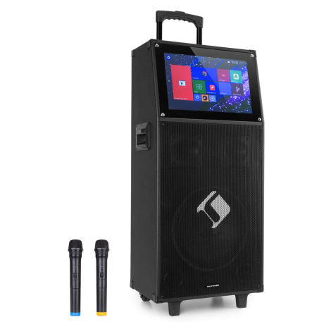 Auna KTV, karaoke systém, 15,4" dotykový display, 2 UHF mikrofony, WiFi, BT, USB, SD, HDMI, vozí