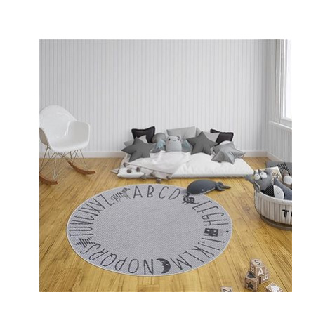 Dětský kusový Flatweave 104887 Silver/Grey kruh 120×120 cm kruh Zala Living-Hanse Home koberce