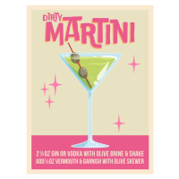 Ilustrace Dirty Martini Cocktail, WallChart Art Studio, 30 × 40 cm